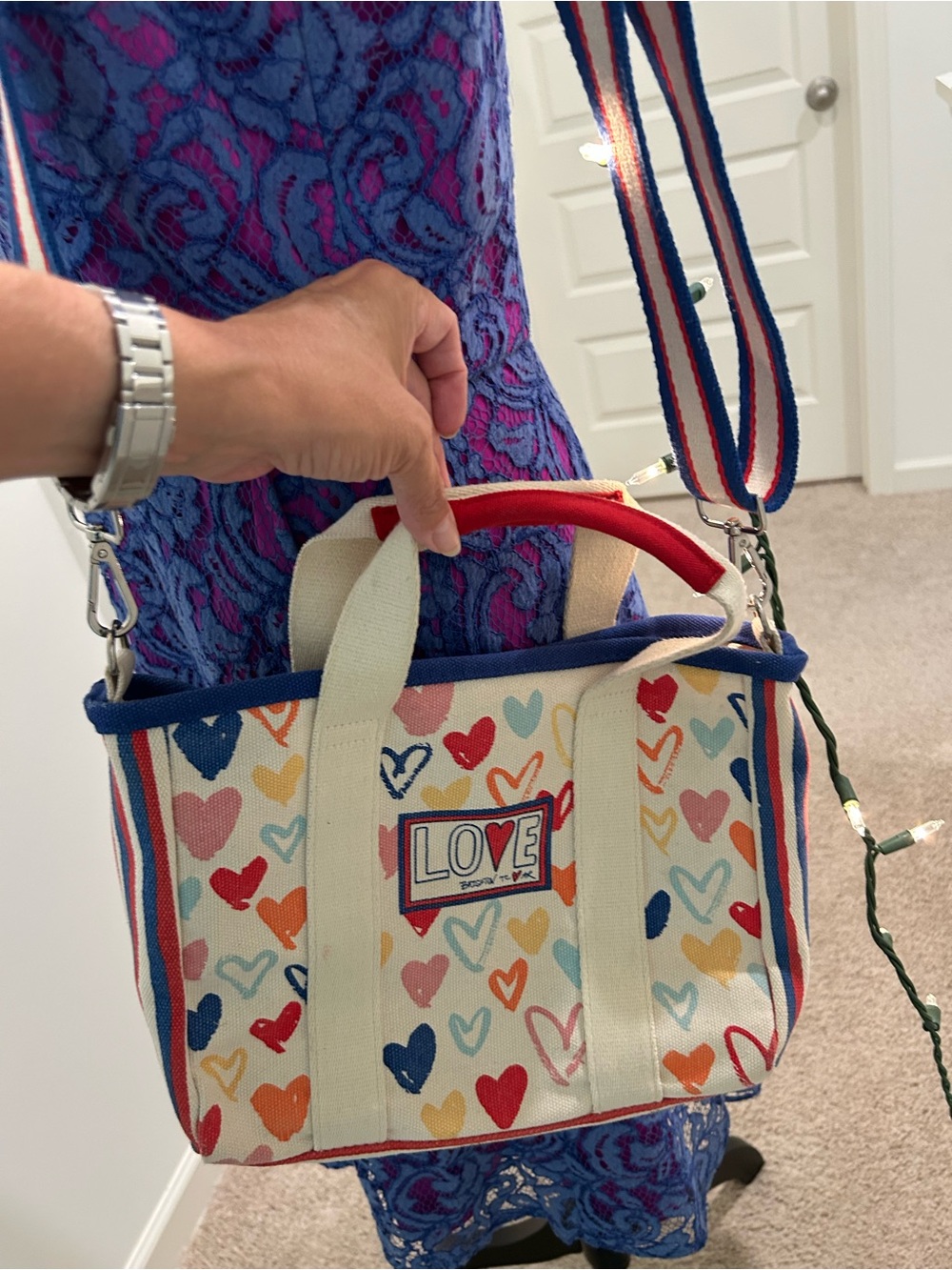 Brighton LOVE Heart Print Canvas Tote Bag - Multicolor